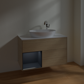 Тумба под раковину Villeroy & Boch Finion 100х50,1 см с подсветкой МДФ шпон дуба/стекло белое матовое F891HGPC