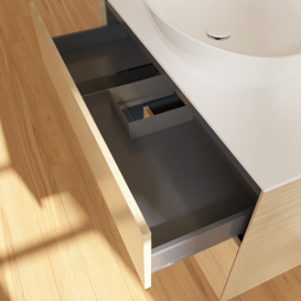 Тумба под раковину Villeroy & Boch Finion 100х50,1 см с подсветкой МДФ шпон дуба/стекло белое матовое F891HGPC