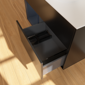 Тумба под раковину Villeroy & Boch Finion 100х50,1 см с подсветкой МДФ черный матовый лак/стекло белое матовое F891HGPD