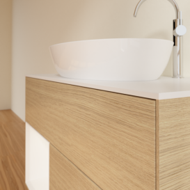 Тумба под раковину Villeroy & Boch Finion 100х50,1 см с подсветкой МДФ шпон дуба/стекло белое матовое F891MTPC