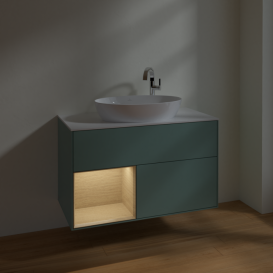 Тумба под раковину Villeroy & Boch Finion 100х50,1 см с подсветкой МДФ оливковый матовый лак/стекло белое матовое F891PCGM