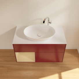 Тумба под раковину Villeroy & Boch Finion 100х50,1 см с подсветкой МДФ пион матовый лак/стекло белое матовое F891PCHB