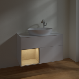 Тумба под раковину Villeroy & Boch Finion 100х50,1 см с подсветкой МДФ белый матовый лак/стекло белое матовое F891PCMT