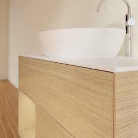 Тумба под раковину Villeroy & Boch Finion 100х50,1 см с подсветкой МДФ шпон дуба/стекло белое матовое F891PCPC