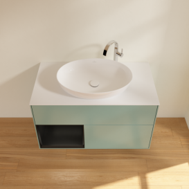 Тумба под раковину Villeroy & Boch Finion 100х50,1 см с подсветкой МДФ оливковый матовый лак/стекло белое матовое F891PDGM