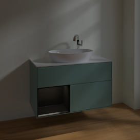Тумба под раковину Villeroy & Boch Finion 100х50,1 см с подсветкой МДФ оливковый матовый лак/стекло белое матовое F891PDGM