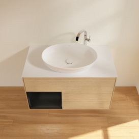 Тумба под раковину Villeroy & Boch Finion 100х50,1 см с подсветкой МДФ шпон дуба/стекло белое матовое F891PDPC