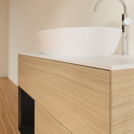 Тумба под раковину Villeroy & Boch Finion 100х50,1 см с подсветкой МДФ шпон дуба/стекло белое матовое F891PDPC