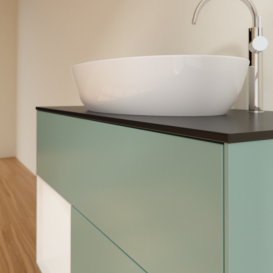 Тумба под раковину Villeroy & Boch Finion 100х50,1 см с подсветкой МДФ оливковый матовый лак/стекло черное матовое F892GFGM