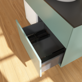 Тумба под раковину Villeroy & Boch Finion 100х50,1 см с подсветкой МДФ оливковый матовый лак/стекло черное матовое F892GFGM