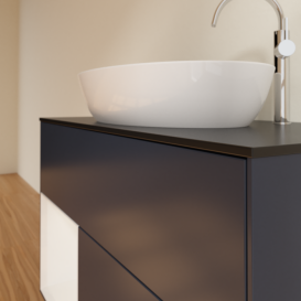 Тумба под раковину Villeroy & Boch Finion 100х50,1 см с подсветкой МДФ темно-синий матовый лак/стекло черное матовое F892GFHG