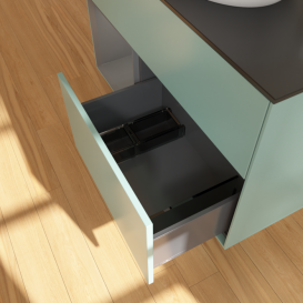 Тумба под раковину Villeroy & Boch Finion 100х50,1 см с подсветкой МДФ оливковый матовый лак/стекло черное матовое F892GKGM