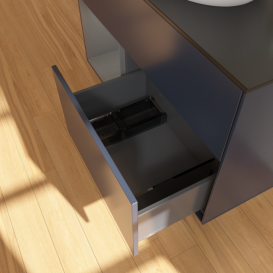 Тумба под раковину Villeroy & Boch Finion 100х50,1 см с подсветкой МДФ темно-синий матовый лак/стекло черное матовое F892GKHG