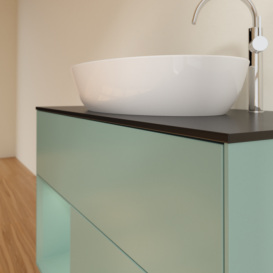 Тумба под раковину Villeroy & Boch Finion 100х50,1 см с подсветкой МДФ оливковый матовый лак/стекло черное матовое F892GMGM