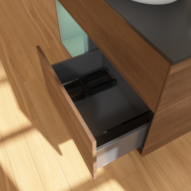 Тумба под раковину Villeroy & Boch Finion 100х50,1 см с подсветкой МДФ шпон грецкого ореха/стекло черное матовое F892GMGN