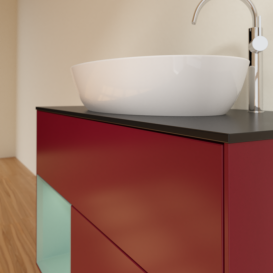 Тумба под раковину Villeroy & Boch Finion 100х50,1 см с подсветкой МДФ пион матовый лак/стекло черное матовое F892GMHB