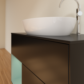 Тумба под раковину Villeroy & Boch Finion 100х50,1 см с подсветкой МДФ черный матовый лак/стекло черное матовое F892GMPD