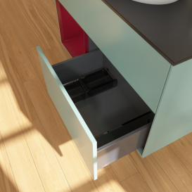 Тумба под раковину Villeroy & Boch Finion 100х50,1 см с подсветкой МДФ оливковый матовый лак/стекло черное матовое F892HBGM