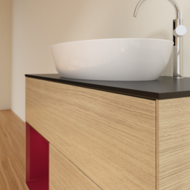 Тумба под раковину Villeroy & Boch Finion 100х50,1 см с подсветкой МДФ шпон дуба/стекло черное матовое F892HBPC