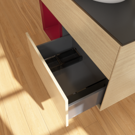 Тумба под раковину Villeroy & Boch Finion 100х50,1 см с подсветкой МДФ шпон дуба/стекло черное матовое F892HBPC