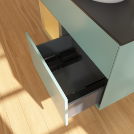 Тумба под раковину Villeroy & Boch Finion 100х50,1 см с подсветкой МДФ оливковый матовый лак/стекло черное матовое F892HFGM