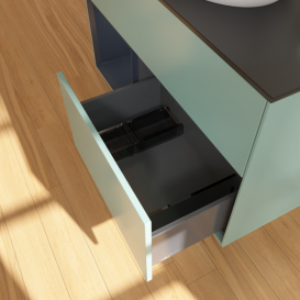 Тумба под раковину Villeroy & Boch Finion 100х50,1 см с подсветкой МДФ оливковый матовый лак/стекло черное матовое F892HGGM