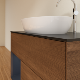 Тумба под раковину Villeroy & Boch Finion 100х50,1 см с подсветкой МДФ шпон грецкого ореха/стекло черное матовое F892HGGN