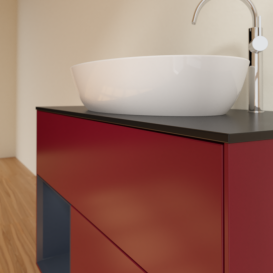 Тумба под раковину Villeroy & Boch Finion 100х50,1 см с подсветкой МДФ пион матовый лак/стекло черное матовое F892HGHB