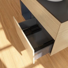 Тумба под раковину Villeroy & Boch Finion 100х50,1 см с подсветкой МДФ шпон дуба/стекло черное матовое F892HGPC