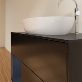 Тумба под раковину Villeroy & Boch Finion 100х50,1 см с подсветкой МДФ черный матовый лак/стекло черное матовое F892HGPD