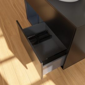 Тумба под раковину Villeroy & Boch Finion 100х50,1 см с подсветкой МДФ черный матовый лак/стекло черное матовое F892HGPD