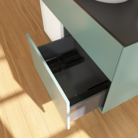 Тумба под раковину Villeroy & Boch Finion 100х50,1 см с подсветкой МДФ оливковый матовый лак/стекло черное матовое F892MTGM