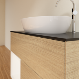 Тумба под раковину Villeroy & Boch Finion 100х50,1 см с подсветкой МДФ шпон дуба/стекло черное матовое F892MTPC