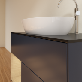 Тумба под раковину Villeroy & Boch Finion 100х50,1 см с подсветкой МДФ темно-синий матовый лак/стекло черное матовое F892PCHG