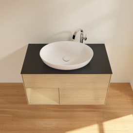 Тумба под раковину Villeroy & Boch Finion 100х50,1 см с подсветкой МДФ шпон дуба/стекло черное матовое F892PCPC