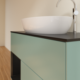 Тумба под раковину Villeroy & Boch Finion 100х50,1 см с подсветкой МДФ оливковый матовый лак/стекло черное матовое F892PDGM