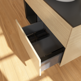 Тумба под раковину Villeroy & Boch Finion 100х50,1 см с подсветкой МДФ шпон дуба/стекло черное матовое F892PDPC