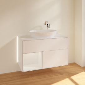 Тумба под раковину Villeroy & Boch Finion 100х50,1 см с подсветкой МДФ белый матовый лак/стекло белое матовое G891GFMT