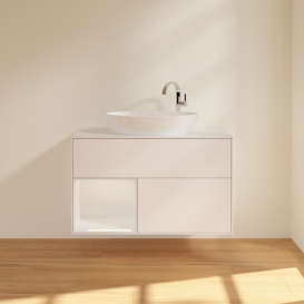 Тумба под раковину Villeroy & Boch Finion 100х50,1 см с подсветкой МДФ белый матовый лак/стекло белое матовое G891GFMT