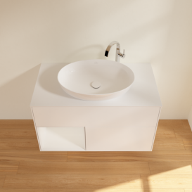 Тумба под раковину Villeroy & Boch Finion 100х50,1 см с подсветкой МДФ белый матовый лак/стекло белое матовое G891GFMT