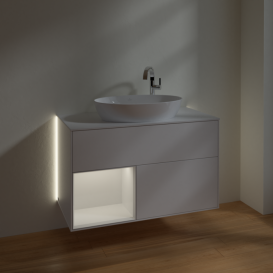 Тумба под раковину Villeroy & Boch Finion 100х50,1 см с подсветкой МДФ белый матовый лак/стекло белое матовое G891GFMT