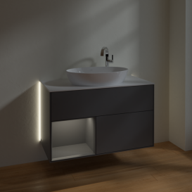 Тумба под раковину Villeroy & Boch Finion 100х50,1 см с подсветкой МДФ антрацит матовый лак/стекло белое матовое G891GKGK