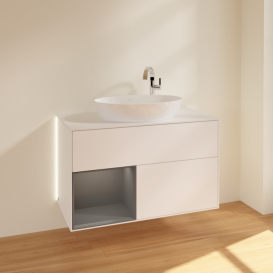 Тумба под раковину Villeroy & Boch Finion 100х50,1 см с подсветкой МДФ белый матовый лак/стекло белое матовое G891GKMT