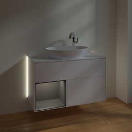 Тумба под раковину Villeroy & Boch Finion 100х50,1 см с подсветкой МДФ белый матовый лак/стекло белое матовое G891GKMT