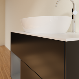 Тумба под раковину Villeroy & Boch Finion 100х50,1 см с подсветкой МДФ черный матовый лак/стекло белое матовое G891GKPD