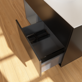 Тумба под раковину Villeroy & Boch Finion 100х50,1 см с подсветкой МДФ черный матовый лак/стекло белое матовое G891GKPD