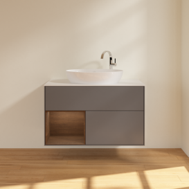 Тумба под раковину Villeroy & Boch Finion 100х50,1 см с подсветкой МДФ антрацит матовый лак/стекло белое матовое G891GNGK