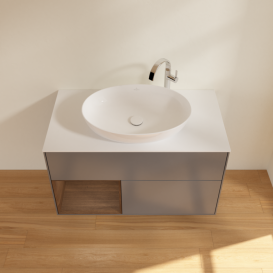 Тумба под раковину Villeroy & Boch Finion 100х50,1 см с подсветкой МДФ антрацит матовый лак/стекло белое матовое G891GNGK