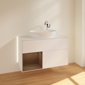 Тумба под раковину Villeroy & Boch Finion 100х50,1 см с подсветкой МДФ белый матовый лак/стекло белое матовое G891GNMT