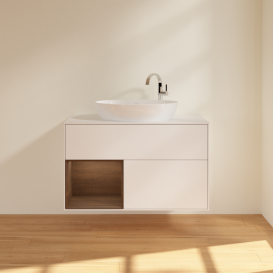 Тумба под раковину Villeroy & Boch Finion 100х50,1 см с подсветкой МДФ белый матовый лак/стекло белое матовое G891GNMT